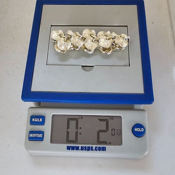 Vtg Lisner Bracelet Silver Tone Gingko Leaf Lily Pad Textured Disc Chunky 60s - Picture 9 of 11